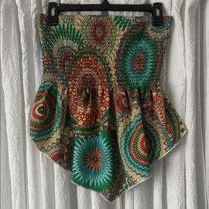 Colorful Strapless Boho Top